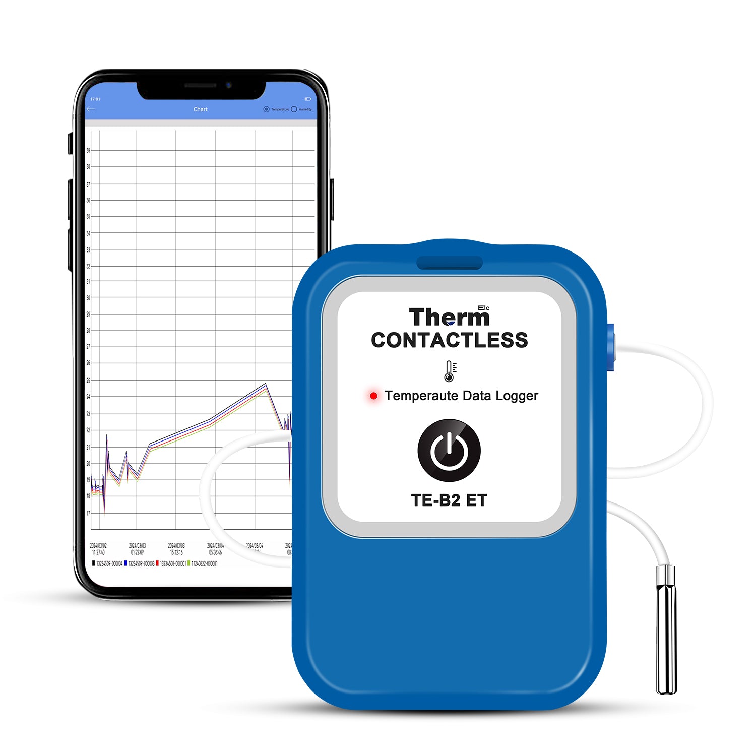 TE-B2 ET Bluetooth Temperature Data Logger with External Probe, Tank Thermometer Aquarium Auto PDF CSV Report, Compare Multi-Devices Data, Monitor Cold & Frozen Storage