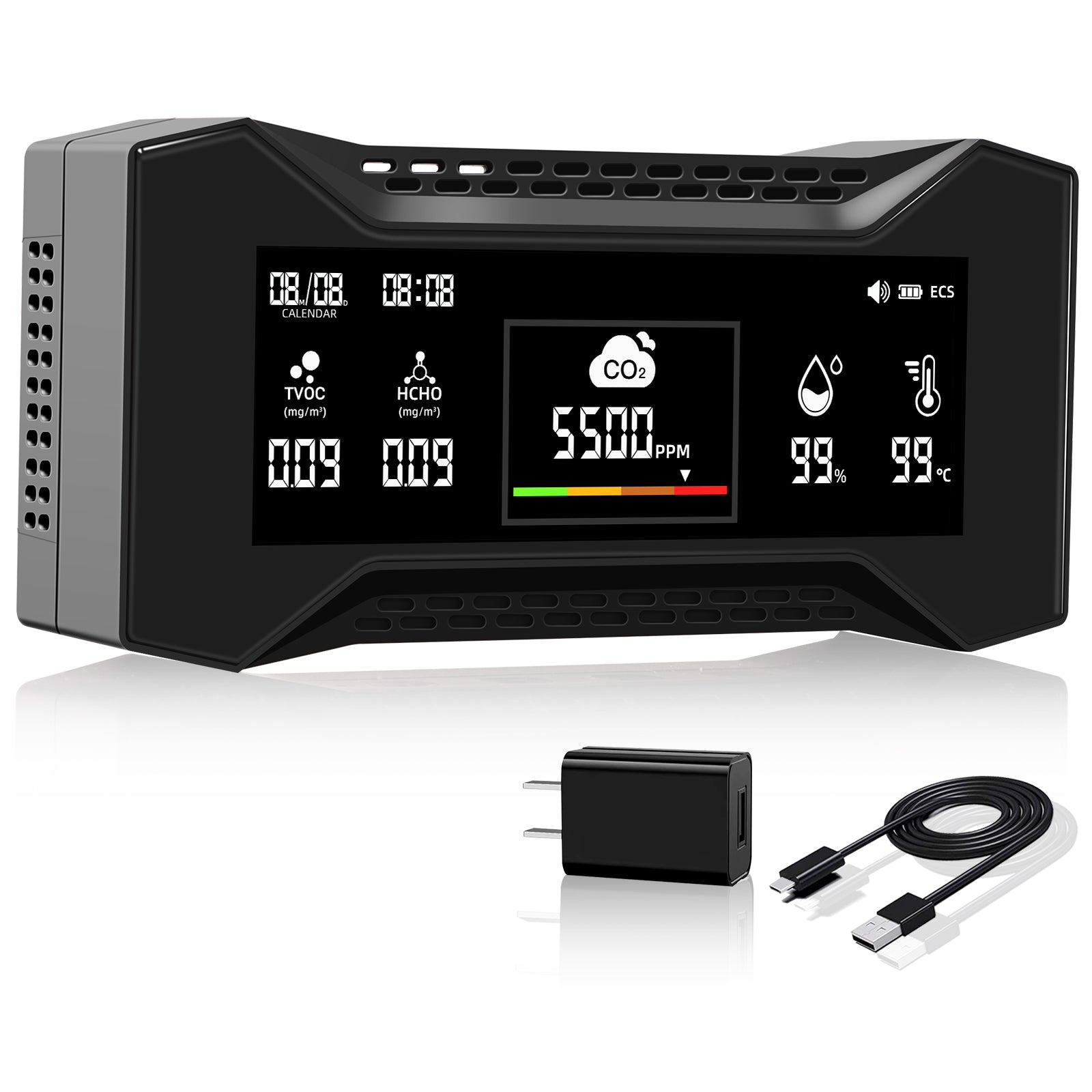 CAREFOR Air-Guardian CF-20 PRO Air Quality Detector for CO2, PM2.5, PM10, TVOC, HCHO, AQI, Temp, Humidity(Pre-Order)