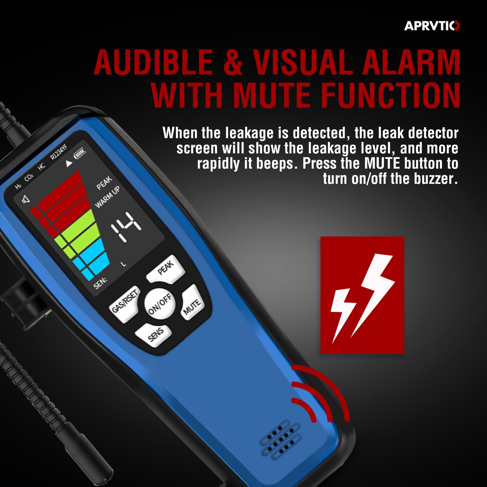 Gas Leak Detector, Aprvtio ALD-50 Natural Gas Leak Detector Combustible Gas Detector, Propane Leak Detector with 16-Inch Gooseneck, Audible & Visual Alarm, 3000mAh Rechargeable Battery