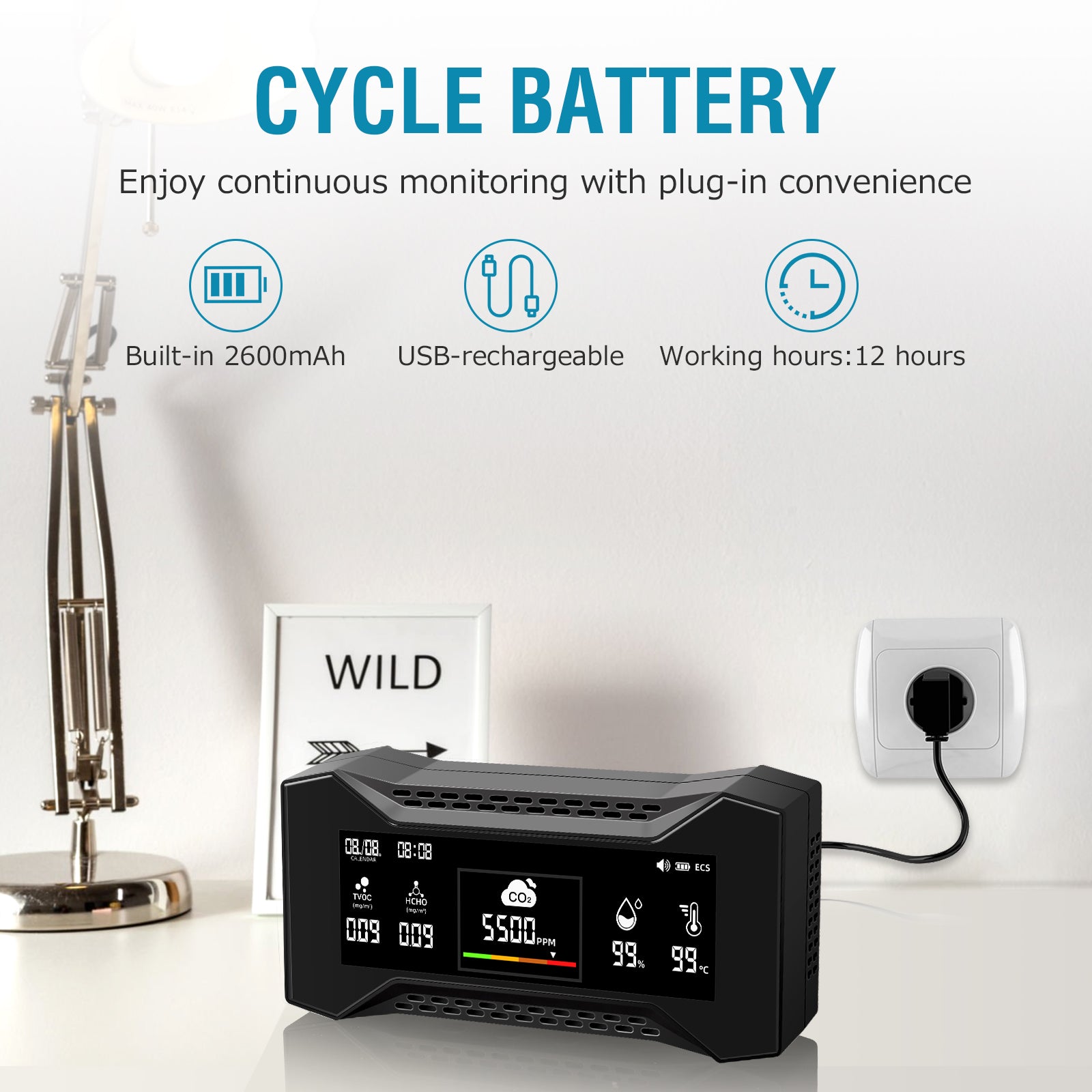 CAREFOR Air-Guardian CF-20 PRO Air Quality Detector for CO2, PM2.5, PM10, TVOC, HCHO, AQI, Temp, Humidity(Pre-Order)