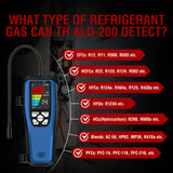 HVAC Refrigerant Leak Detector, ALD-200 Freon Leak Detector, Rechargeable Freon Sniffer Halogen Combustible Gas Leak Detector 16-Inch Sensor Probes with Loud Alarm,for R134A R410A R22 R600A R454B