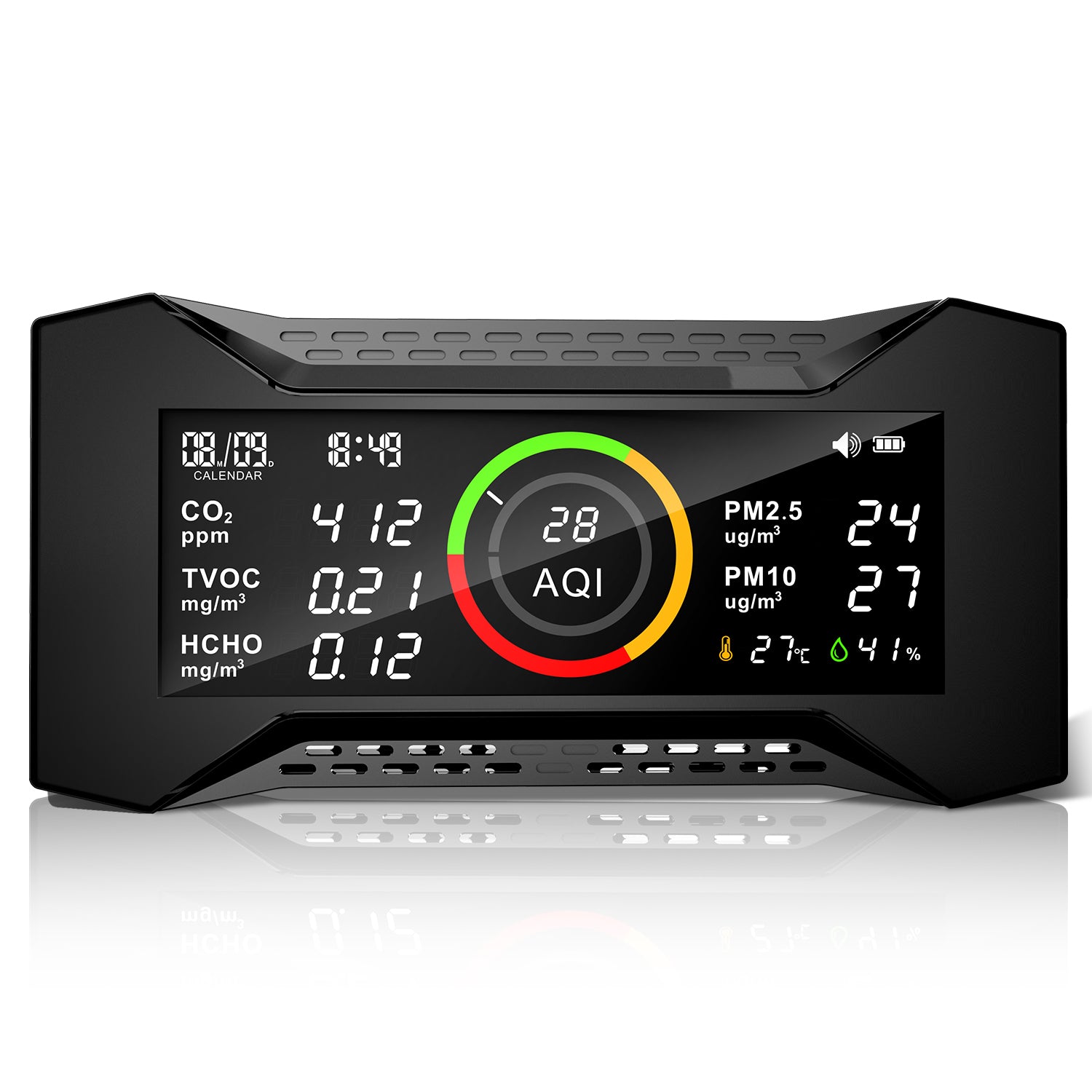CAREFOR Air-Guardian CF-20 Air Quality Detector for CO2, PM2.5, PM10, TVOC, HCHO, AQI, Temp, Humidity
