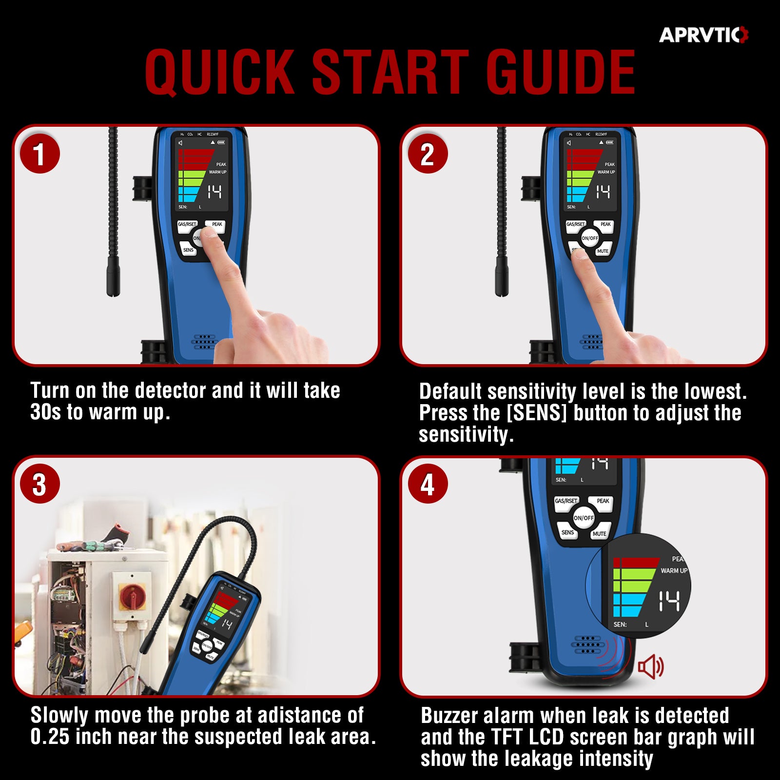 Aprvtio ALD-200  AC Refrigerant Leak Detector for HVAC, Car, Refrigerator