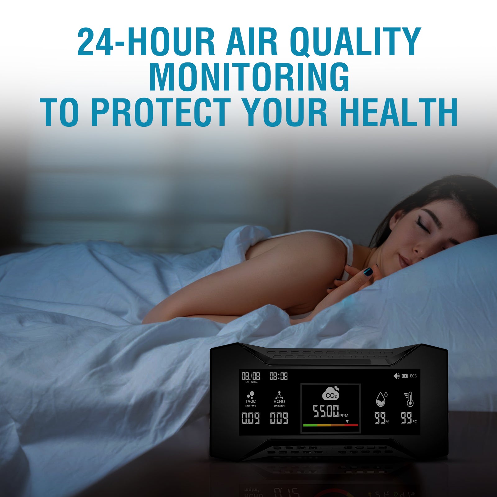 CAREFOR Air-Guardian CF-20 PRO Air Quality Detector for CO2, PM2.5, PM10, TVOC, HCHO, AQI, Temp, Humidity(Pre-Order)