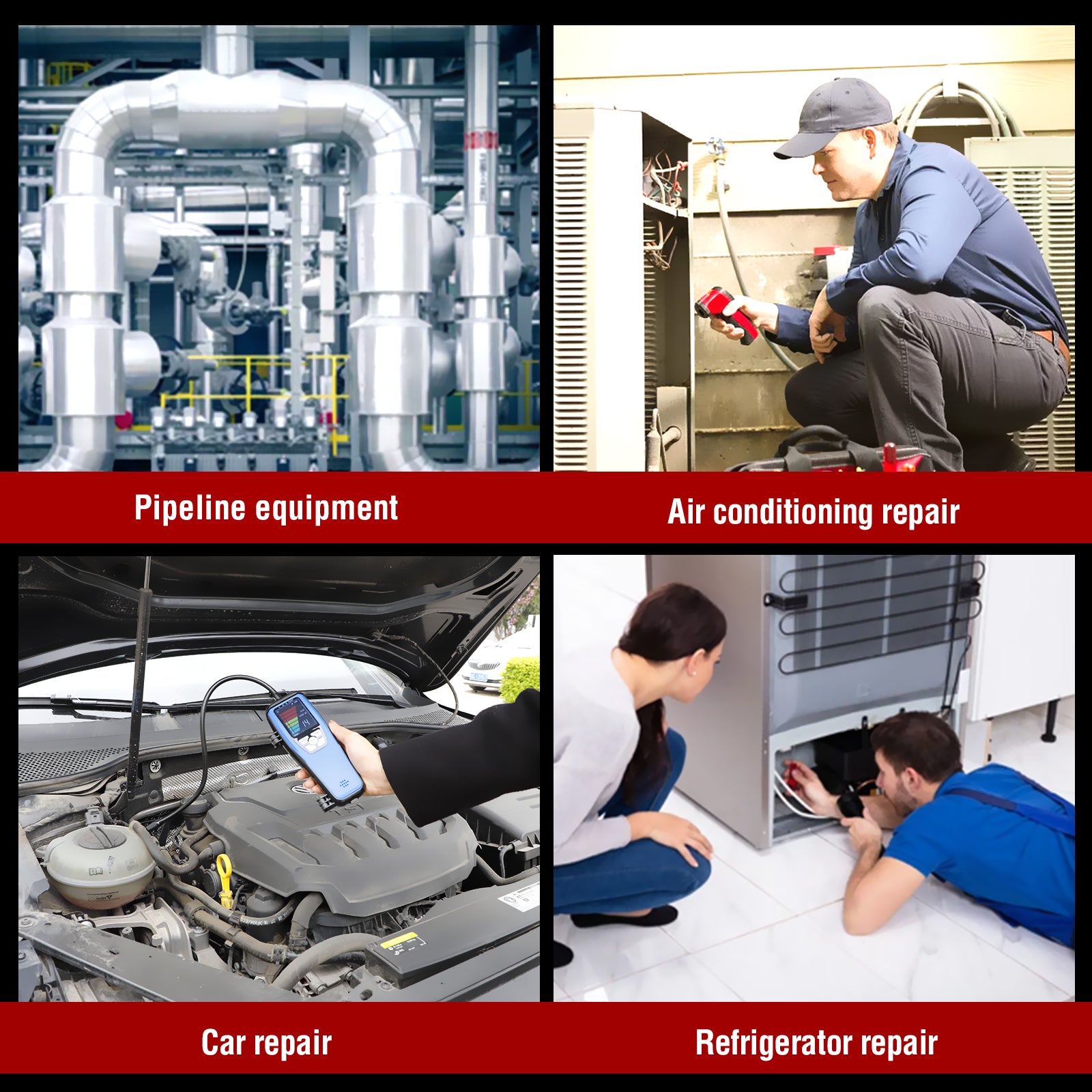 HVAC Refrigerant Leak Detector, ALD-200 Freon Leak Detector, Rechargeable Freon Sniffer Halogen Combustible Gas Leak Detector 16-Inch Sensor Probes with Loud Alarm,for R134A R410A R22 R600A R454B