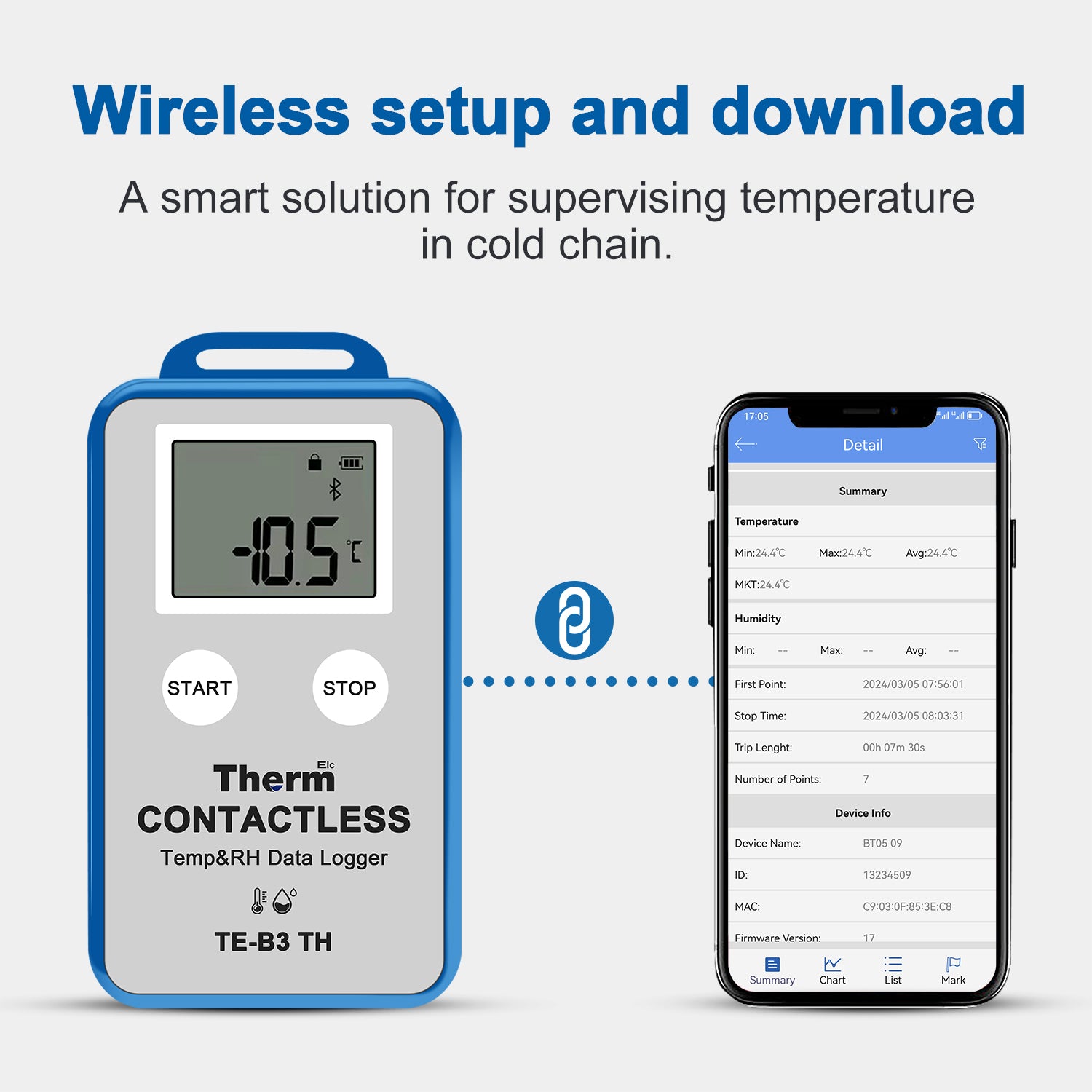 TE-B3 TH Wireless Temperature Humidity Data Logger with LCD Display, ±0.3℃ Accuracy, Auto PDF CSV Report, Compare Multi-Devices Data