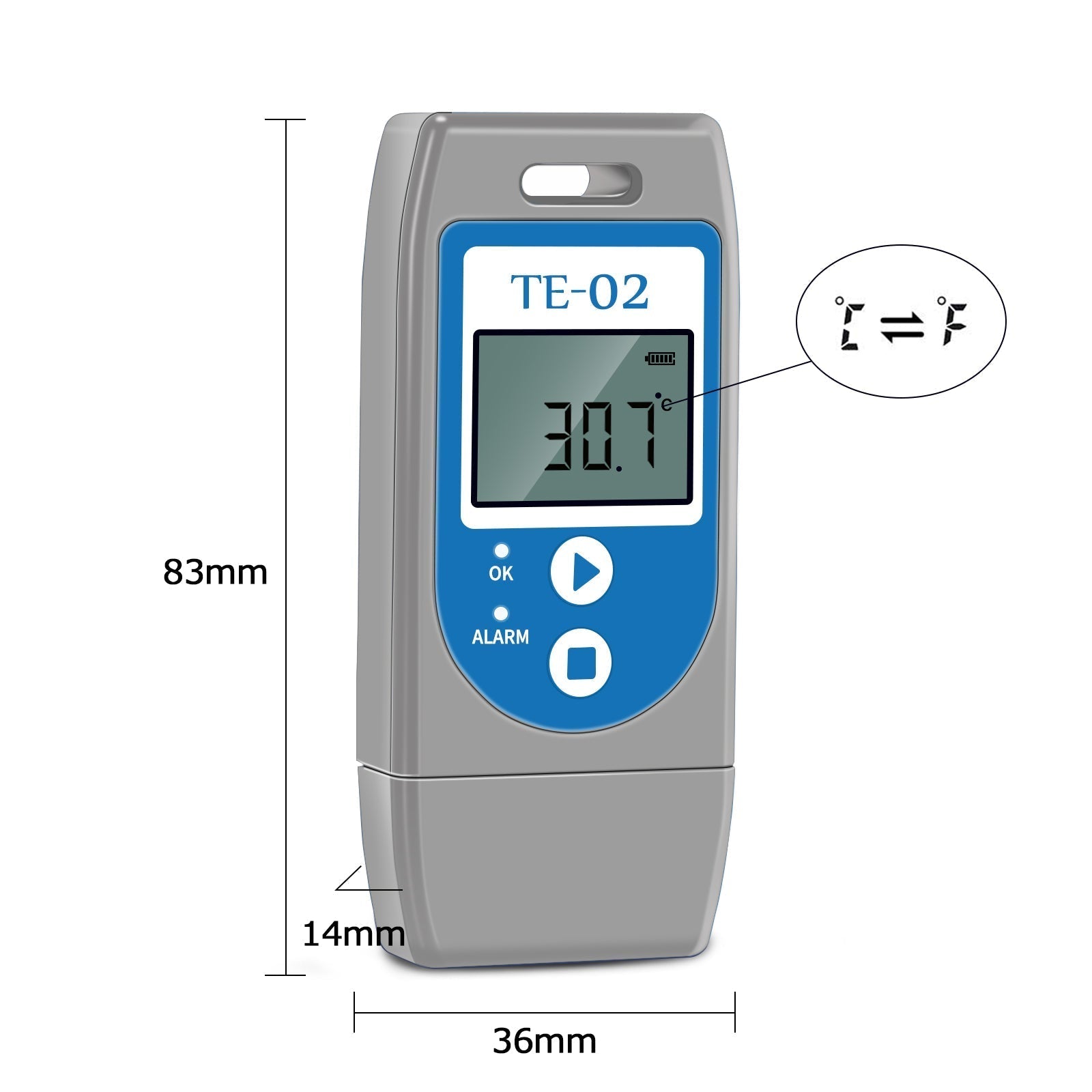 Aprvtio TE-02 50PCS Temperature Data logger Reusable with Auto PDF Report -30°C ~+60°C