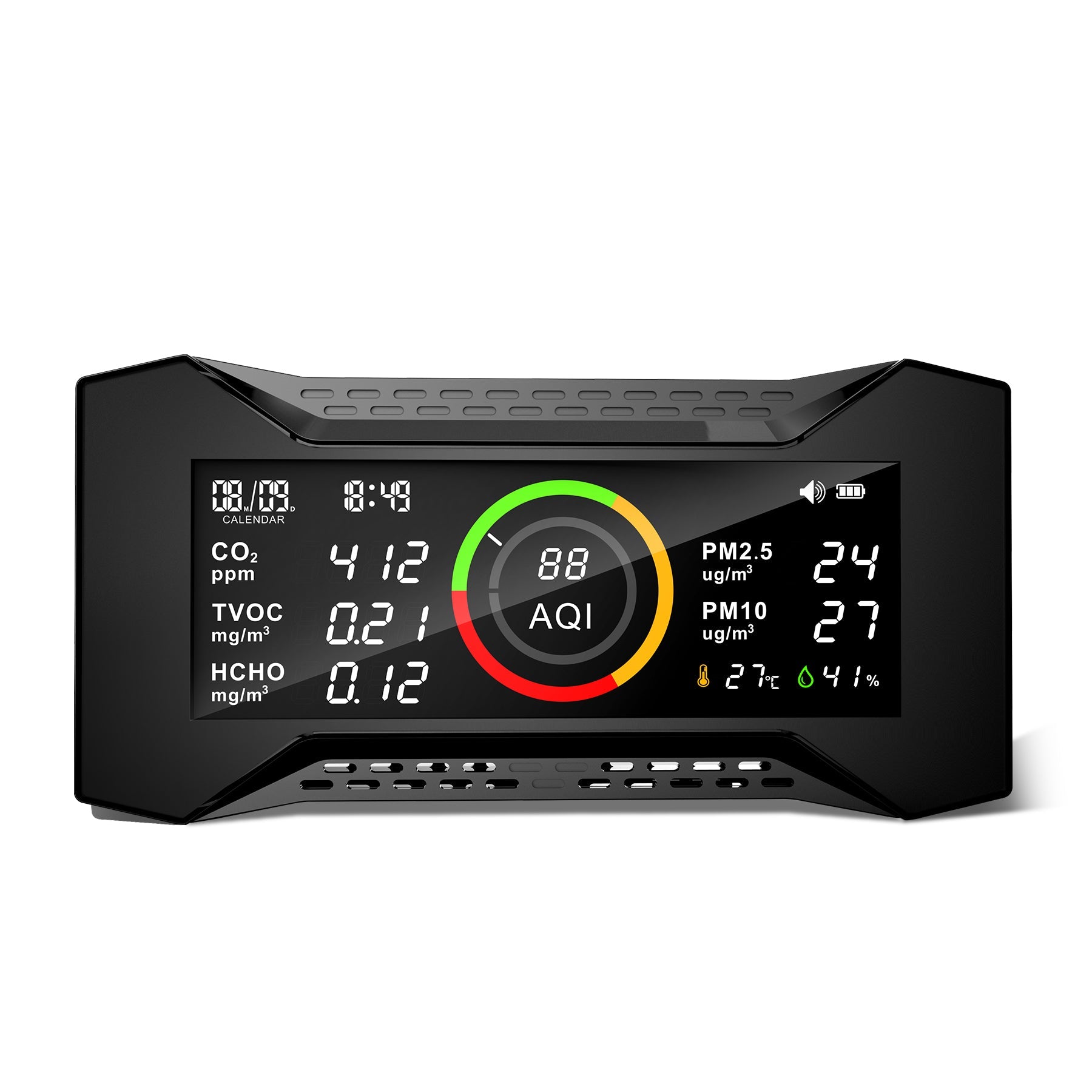 CAREFOR Air-Guardian CF-20 Air Quality Detector for CO2, PM2.5, PM10, TVOC, HCHO, AQI, Temp, Humidity