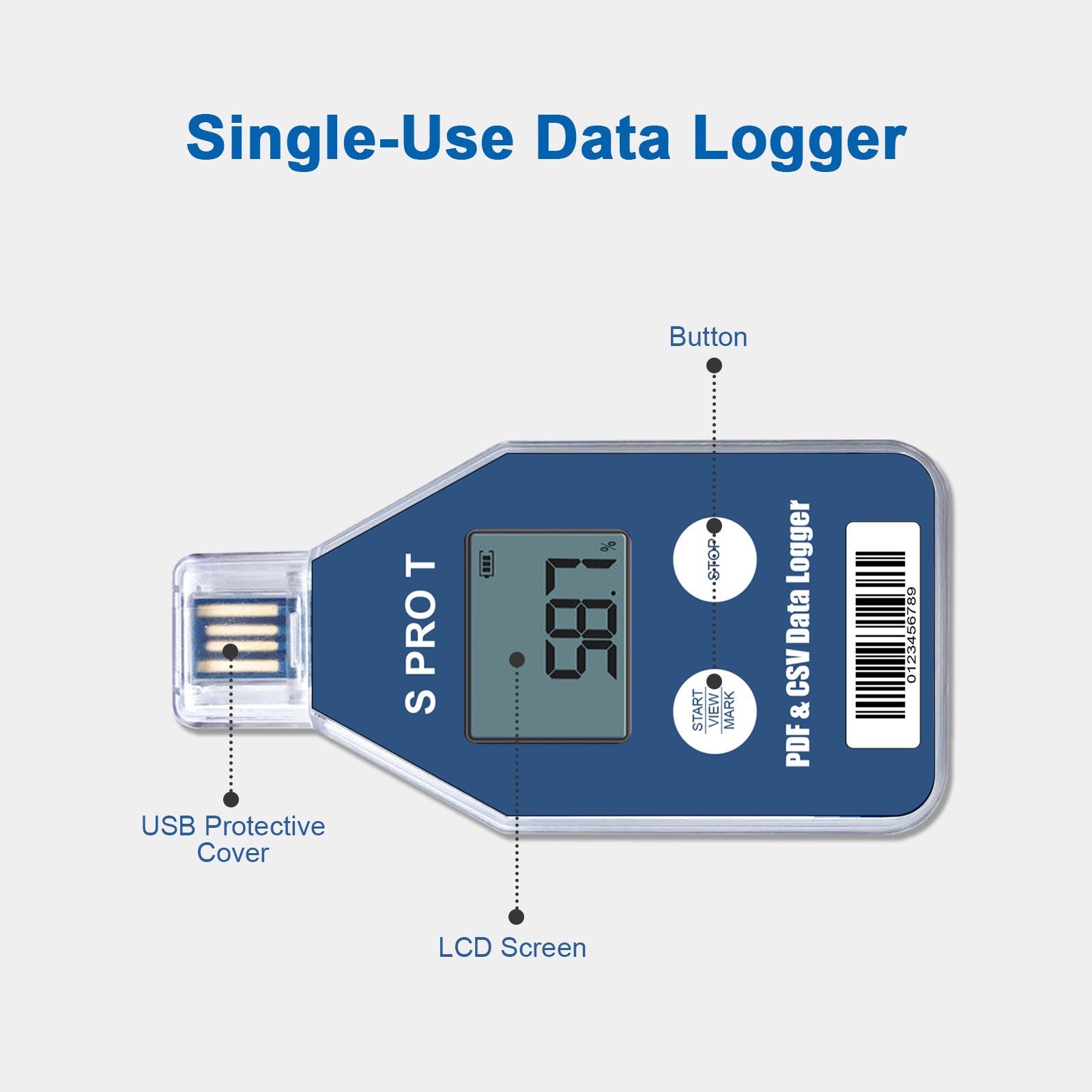 Spro-T 10PCS Single-use Temperature Recorder Data Logger PDF and CSV Report