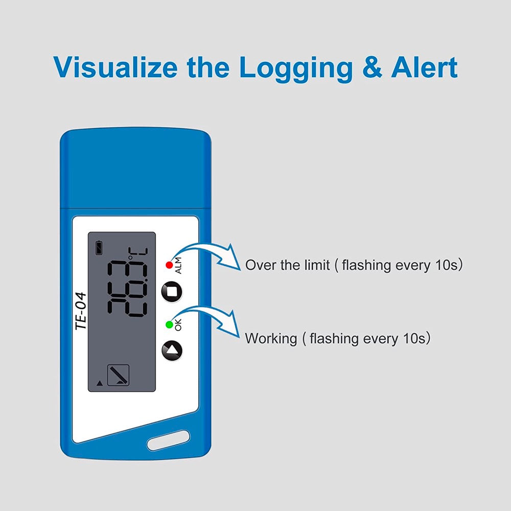 TE-04 PDF&CSV Temperature Logger, Plug and Play, Audible alarm, Large Display Pre-order