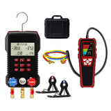 APRVTIO Air Condition Basic Set – Digital Manifold Gauge & Refrigerant Leak Detector Kit for HVAC AC Installation, Maintenance & Leak Detection