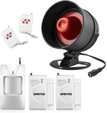 Wireless Security Burglar Door Alarm System Kit for Garage Shed House Hotel Shop Apartment, Weatherproof Siren Horn with Remote Control Door Contact Sensor,Motion Sensor,Loud Up to 115db