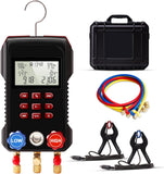 Digital HVAC Gauge, Aprvtio AMF-300 AC Manifold Gauge Set with 3000PSI Hoses and 2 Wired Temperature Clamp Probes, Refrigerant Gauges for Automotive HVAC System HVAC Tools Kit R134a R22 R12 R454B