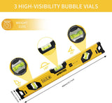 Spirit Level - Shatterproof - Vertical Viewing Window - Innovative Anti-Slip end caps - Precision Measuring Surface