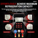 Digital HVAC Gauge, Aprvtio AMF-300 AC Manifold Gauge Set with 3000PSI Hoses and 2 Wired Temperature Clamp Probes, Refrigerant Gauges for Automotive HVAC System HVAC Tools Kit R134a R22 R12 R454B