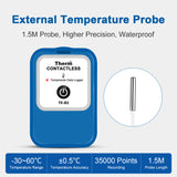 TE-B2 ET Bluetooth Temperature Data Logger with External Probe, Tank Thermometer Aquarium Auto PDF CSV Report, Compare Multi-Devices Data, Monitor Cold & Frozen Storage