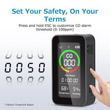 Portable Carbon Monoxide Detector,144HR Standby, Rechargeable 3-in-1 Air Quality CO Monitor CO Detector with Audible & Visual Alerts for Home, Car & Tent, High Lumen Flashlight for Travel & Camping