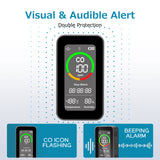 Portable Carbon Monoxide Detector,144HR Standby, Rechargeable 3-in-1 Air Quality CO Monitor CO Detector with Audible & Visual Alerts for Home, Car & Tent, High Lumen Flashlight for Travel & Camping