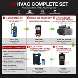 APRVTIO A3 HVAC Tool Kit – Complete Professional AC Refrigeration Service Set with Digital Manifold Gauge, Recovery Machine, Vacuum Pump, Refrigerant Scale, Leak Detector & K-Type Thermometer