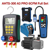 APRVTIO A3 HVAC Tool Kit – Complete Professional AC Refrigeration Service Set with Digital Manifold Gauge, Recovery Machine, Vacuum Pump, Refrigerant Scale, Leak Detector & K-Type Thermometer