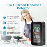 Portable Carbon Monoxide Detector,144HR Standby, Rechargeable 3-in-1 Air Quality CO Monitor CO Detector with Audible & Visual Alerts for Home, Car & Tent, High Lumen Flashlight for Travel & Camping