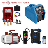 APRVTIO Air Condition installation Complete Digital Set AHTS-200 Series, with Refrigerant Leak Detector, Digital Manifold Gauge, Refrigerant Scale, Recovery Machine & Vacuum Pump