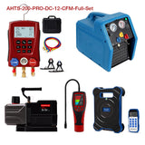 APRVTIO Air Condition installation Complete Digital Set AHTS-200 Series, with Refrigerant Leak Detector, Digital Manifold Gauge, Refrigerant Scale, Recovery Machine & Vacuum Pump