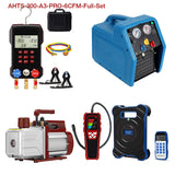 APRVTIO Air Condition installation Complete Digital Set AHTS-300 Series, with Refrigerant Leak Detector, Digital Manifold Gauge, Refrigerant Scale, K-Type Thermometer, Recovery Machine & Vacuum Pump