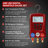 APRVTIO Air Condition Basic Set – Digital Manifold Gauge & Refrigerant Leak Detector Kit for HVAC AC Installation, Maintenance & Leak Detection